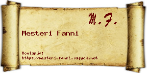 Mesteri Fanni névjegykártya